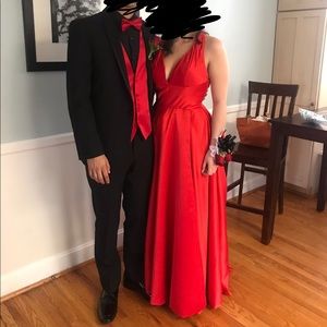 Sherri Hill Red Prom Dress with Slit